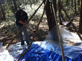 building our tarp shelter